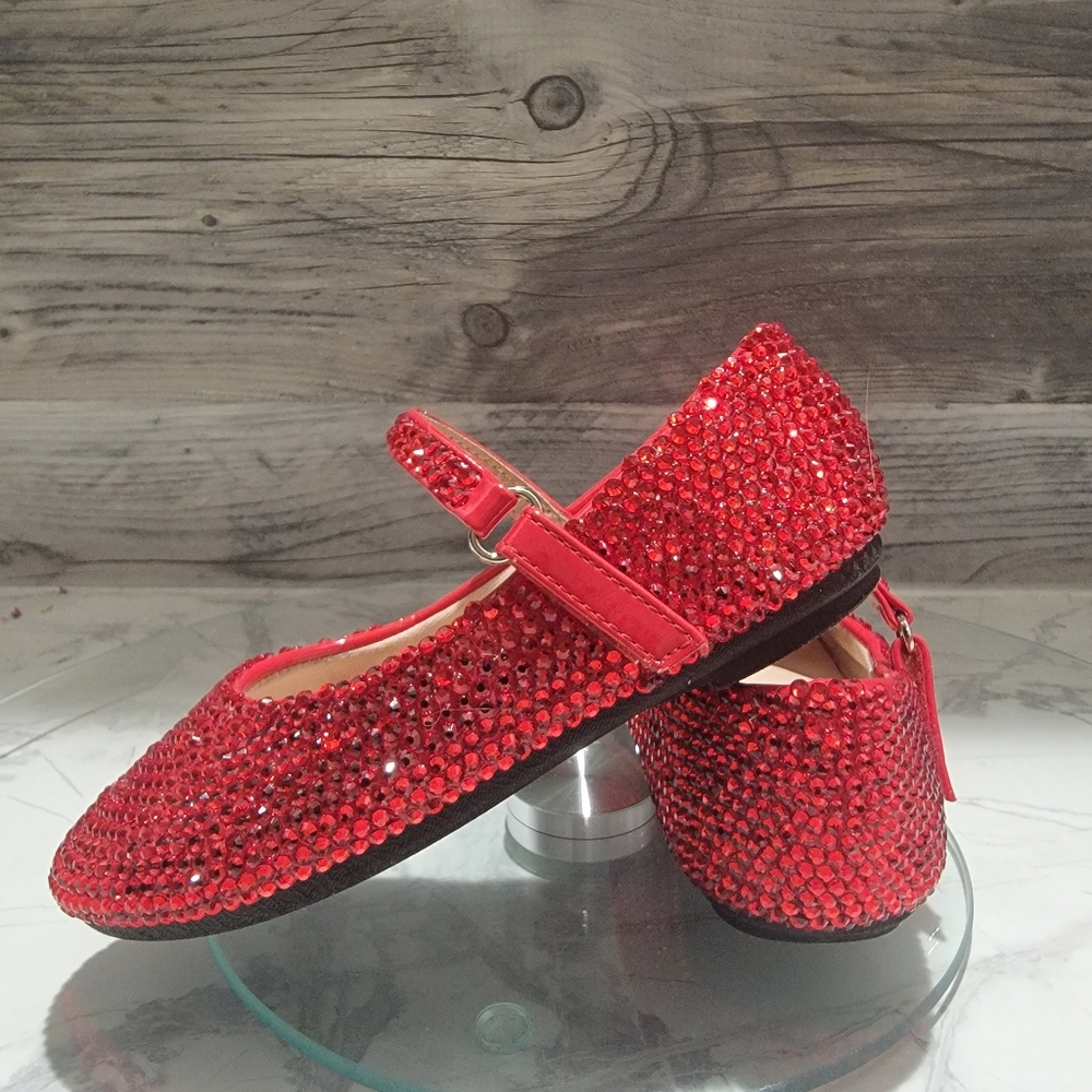 OOAK Custom Ruby Red Rhinestone Pageant Stage Flats Size 8 - Picture 5 of 8